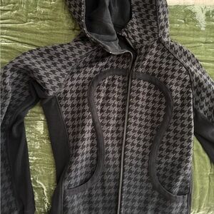 Lululemon scuba Gray Houndstooth Zip-Up Hoodie